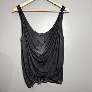 Pol Tank Top Drapey Knot Front Shirt Grey Ombre Lightweight Boho size Small